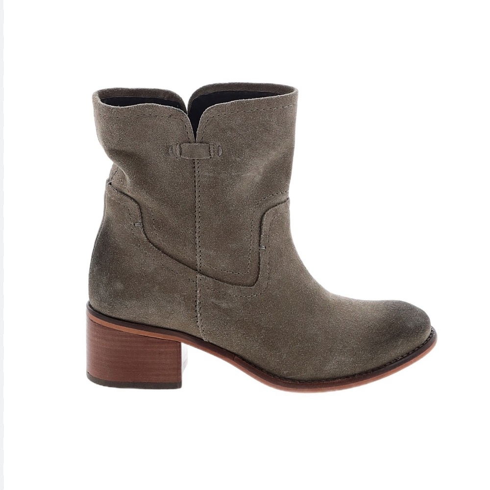 Diba True Gray Tan Suede West Haven Slip on Slouchy Ankle boot size 7